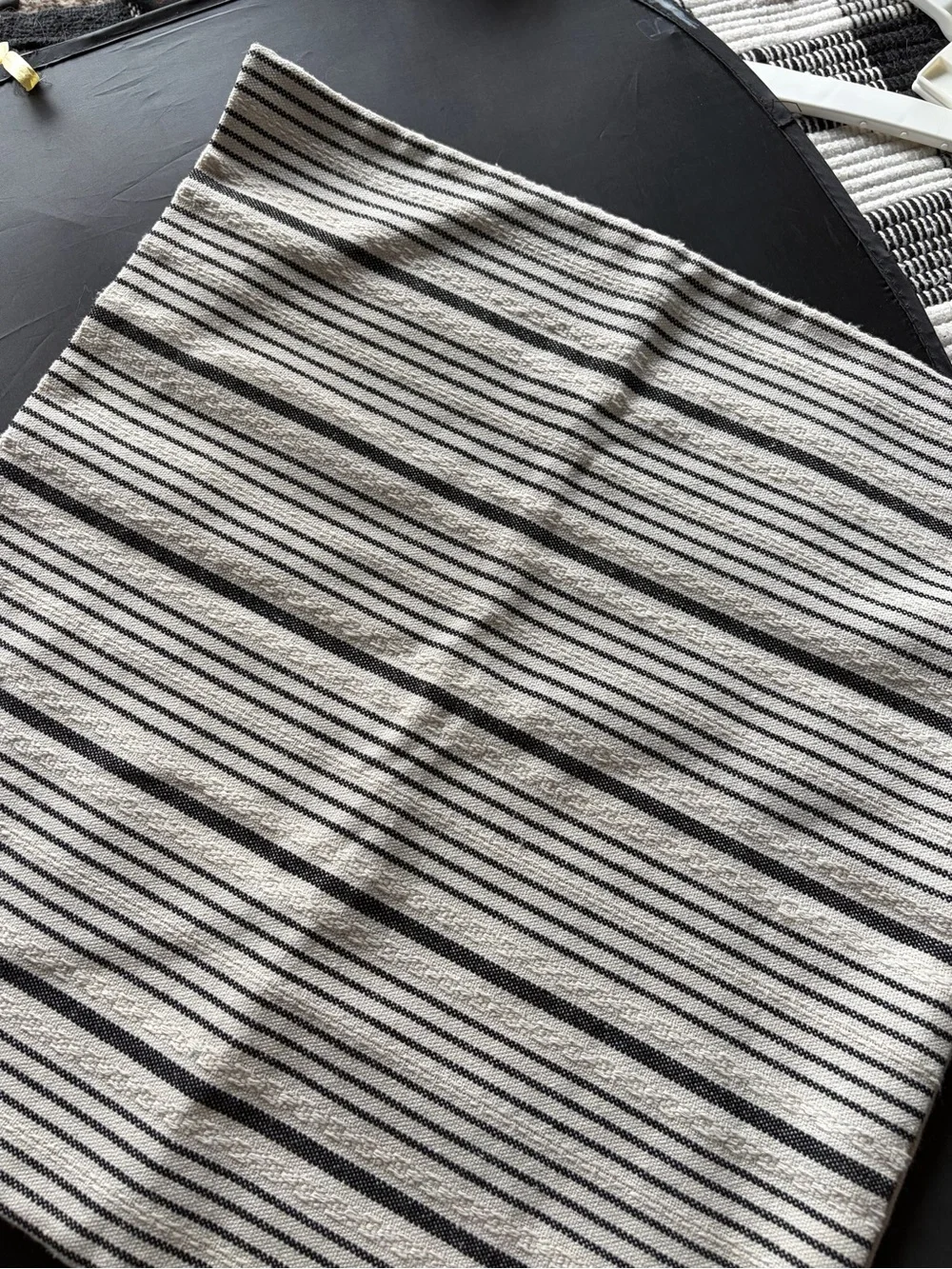 Striped Neutral Throw Pillow Cover in Black Navy and Cream